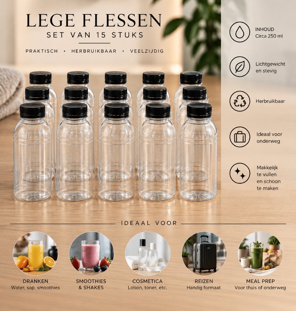Lege transparante flesjes – set van 15 stuks, Diversen, Ophalen of Verzenden