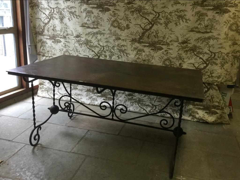 grote metalen tuintafel eetafel zware kwaliteit smeedijzer, Ophalen, Zo goed als nieuw, Rechthoekig, Metaal