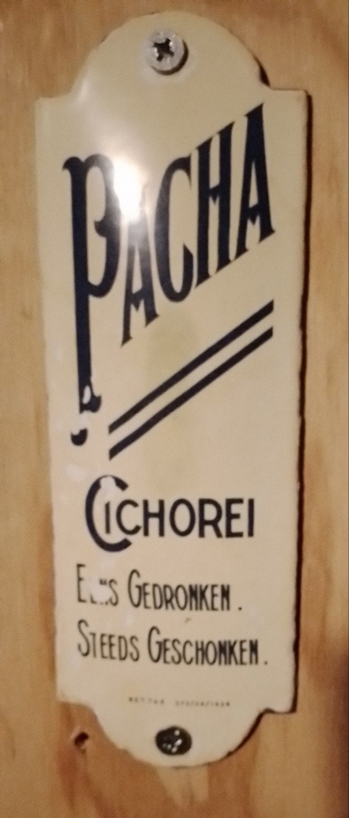 Vintage Pacha Cichorei Emaille Reclamebord, Ophalen of Verzenden