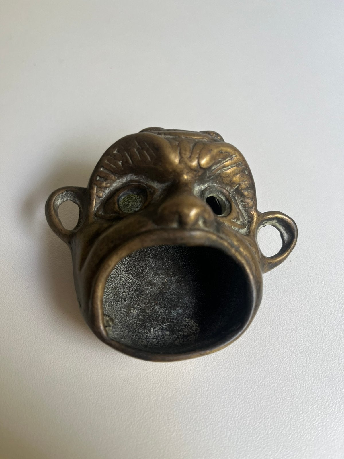 Bronzen demonenmasker., Ophalen of Verzenden