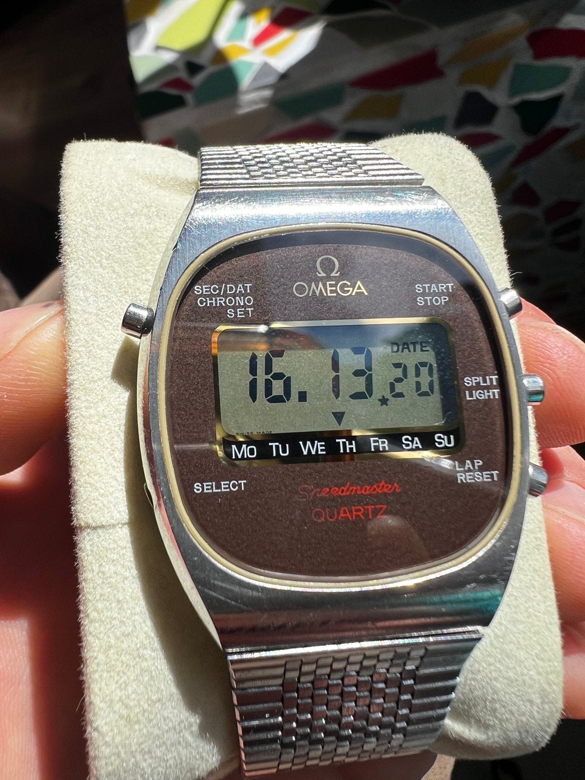 Omega Speedmaster Lcd 186.0005 bruine/goud wijzerplaat, Staal, Staal, Polshorloge, Ophalen of Verzenden