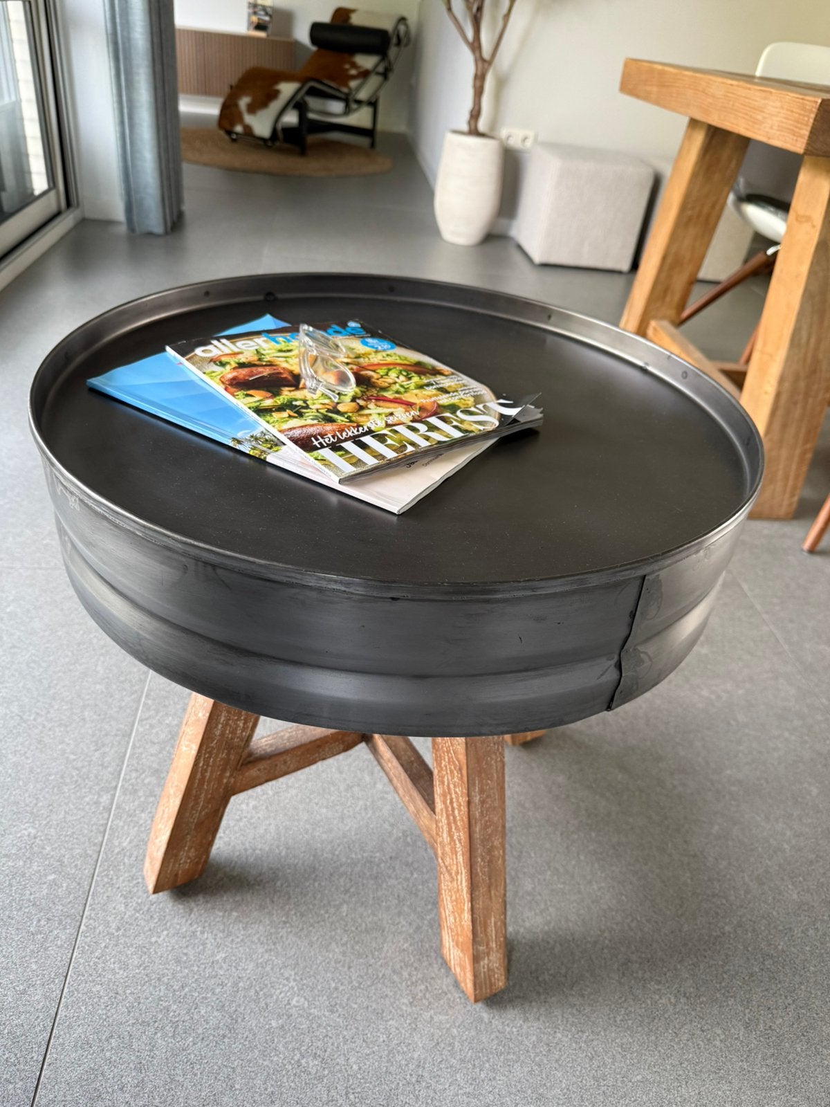 Bijzet tafel | salontafel, Ophalen, 50 tot 100 cm, Rond, Zo goed als nieuw