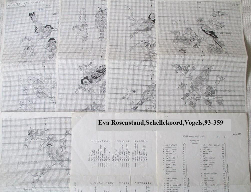 Borduurpatroon,Schellekoord,vogels 93-359,Eva Rosenstand, Verzenden, Zo goed als nieuw, Patroon