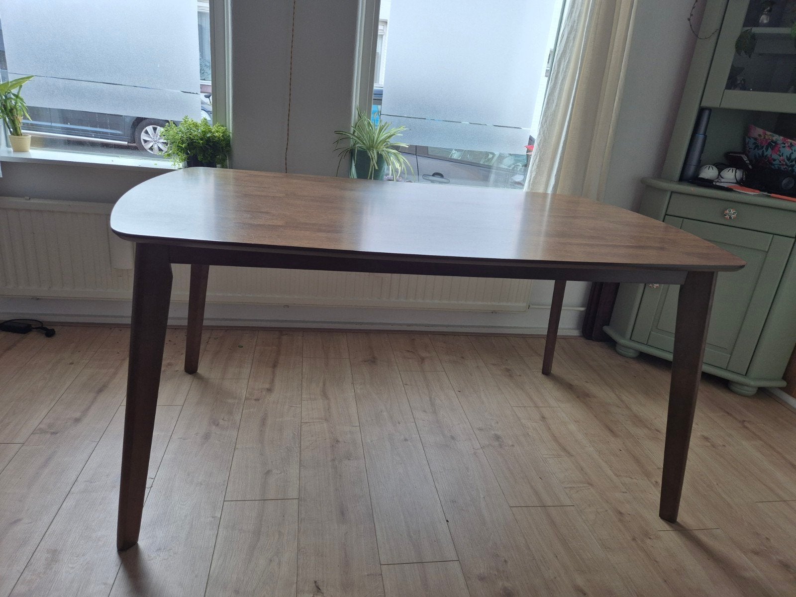 Eettafel rubberhout, 150x90 cm, voor 4-6 personen, Huis en Inrichting, Tafels | Eettafels, Ophalen, 100 tot 150 cm, 50 tot 100 cm