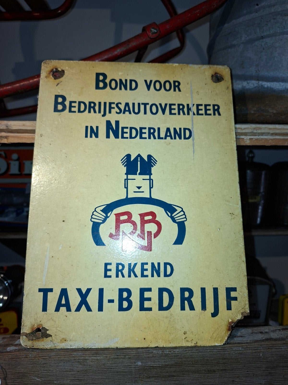 Vintage Erkend Taxi-Bedrijf Reclamebord - Bond Bedrijfsauto, Verzamelen, Merken en Reclamevoorwerpen, Ophalen of Verzenden, Gebruikt