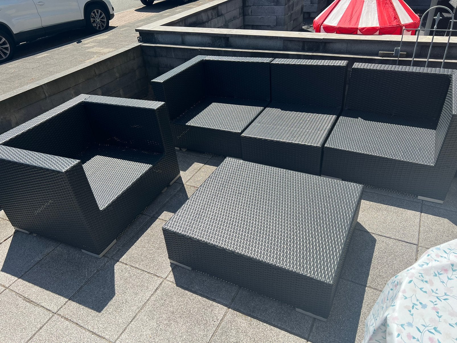 Tuinset loungeset 5 delig (zonder kussens), Tuin en Terras, Ophalen, Zo goed als nieuw, Kunststof