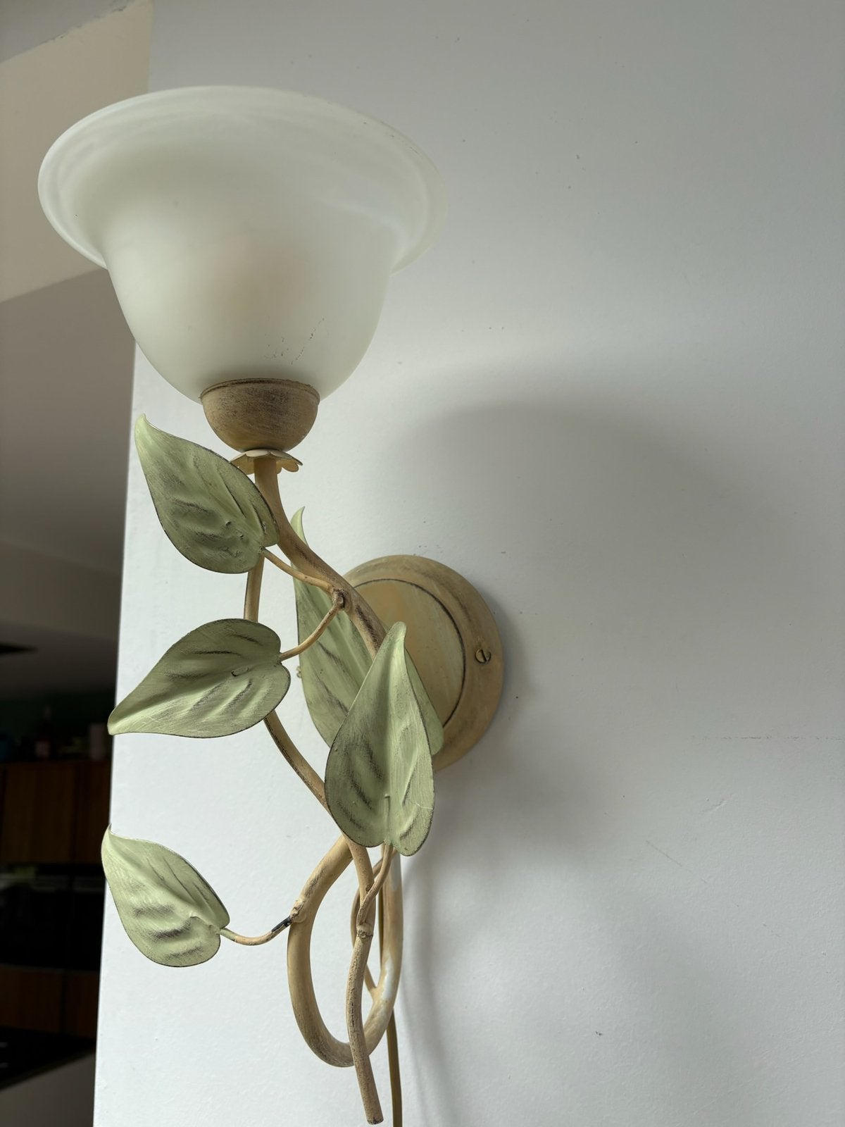 Prachtige wandlamp met een uniek Murano glazen kapje, Ophalen of Verzenden, Gebruikt, Glas, Wandlamp