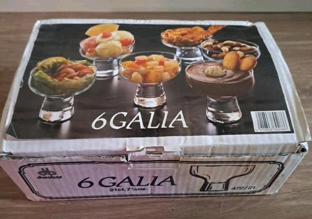 Set van 6 Galia glazen schaaltjes voor desserts/snacks, Ophalen of Verzenden, Kom(men), Effen, Glas