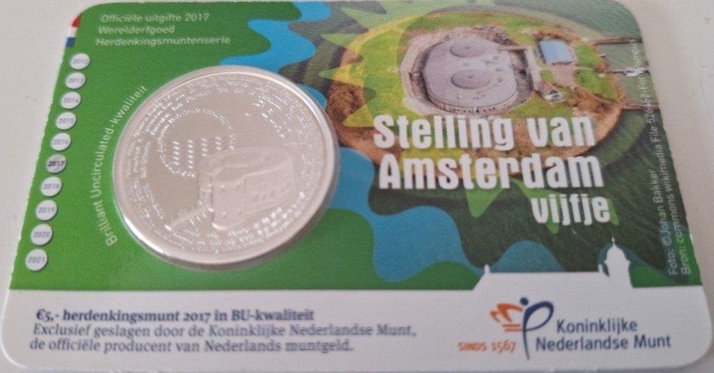 Coincard 2017 - Stelling van Amsterdam Vijfje - BU, Verzenden, Overige landen, 5 euro, Setje