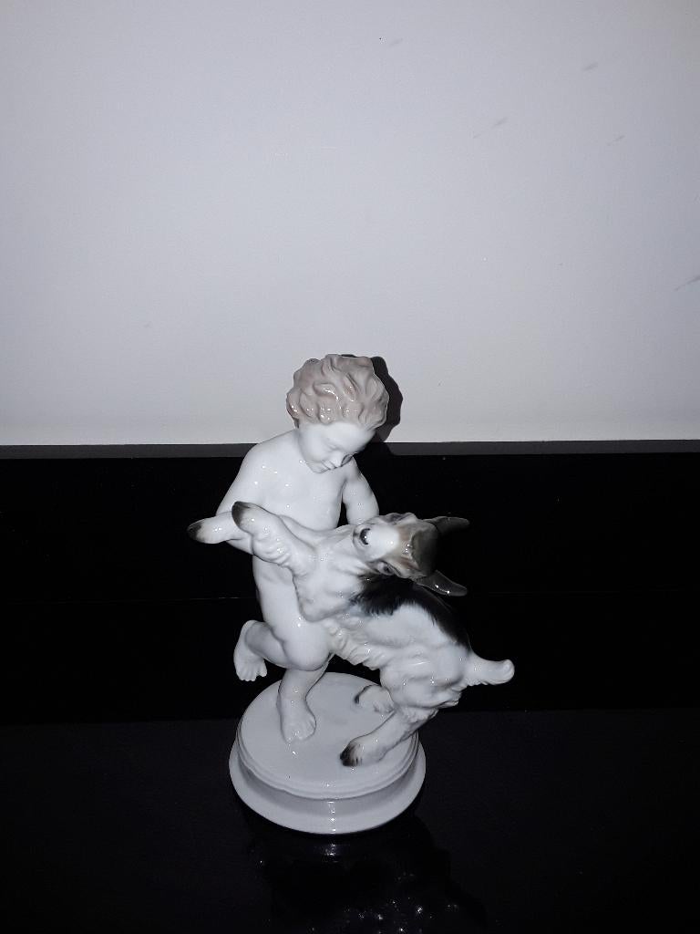 Rosenthal porseleinen beeld kind met geit, Antiek en Kunst, Antiek | Porselein, Verzenden