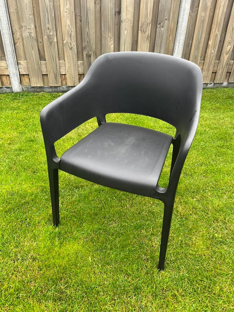 Kunststof tuinstoelen zwart, 6 stuks, Ophalen, Zo goed als nieuw, Kunststof