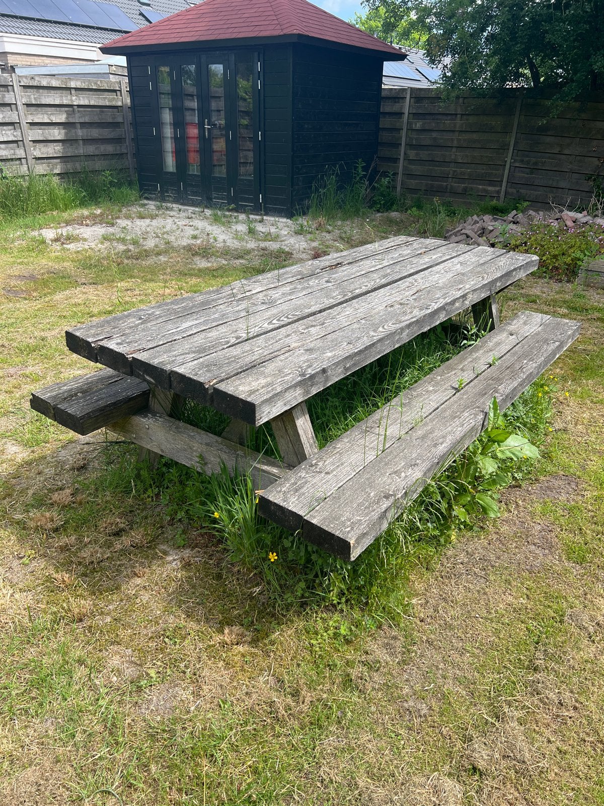 Grote picknicktafel - ideaal voor brandhout, Ophalen, Zo goed als nieuw, Rechthoekig, Hout