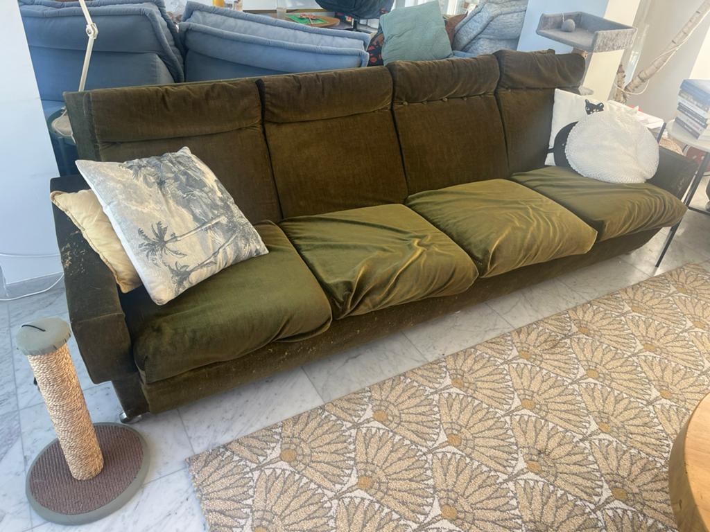 Vintage bankstel met twee stoelen - gebruikt, Ophalen, Vintage jaren 60, Gebruikt, 75 tot 100 cm
