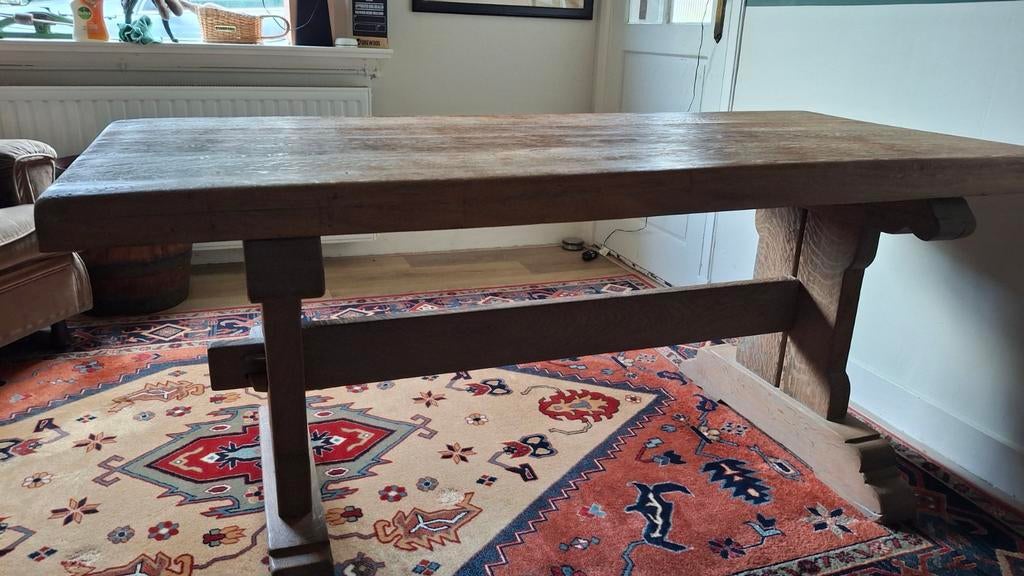 Rustieke kloostertafel massief eiken, Huis en Inrichting, Tafels | Eettafels, Ophalen, Gebruikt, 50 tot 100 cm, 150 tot 200 cm