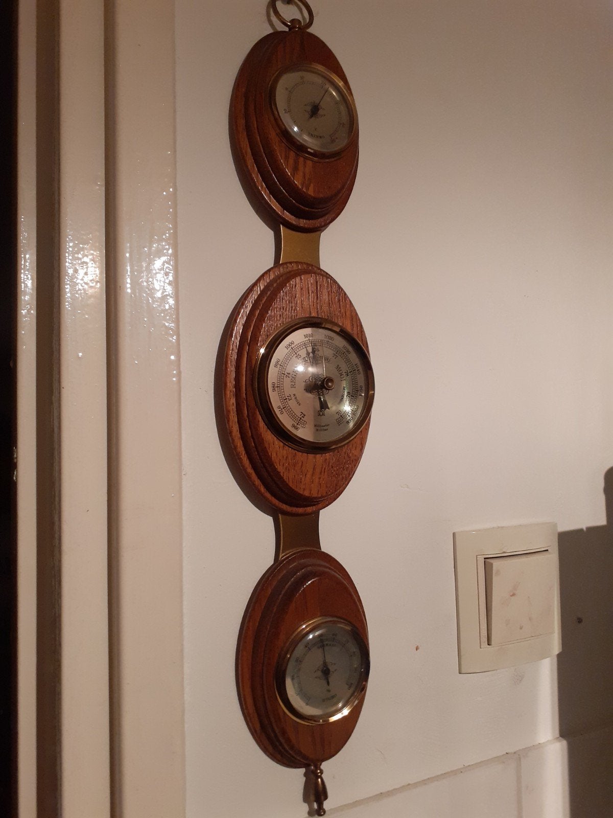 Antiek weerstation - Barometer, Hygrometer, The, Audio, Tv en Foto, Weerstations en Barometers, Ophalen of Verzenden, Zo goed als nieuw