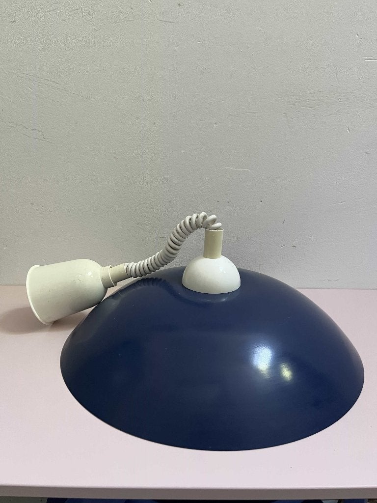 Vintage blue pendant lamp 40cm, Ophalen of Verzenden, Gebruikt, Metaal, Minder dan 50 cm