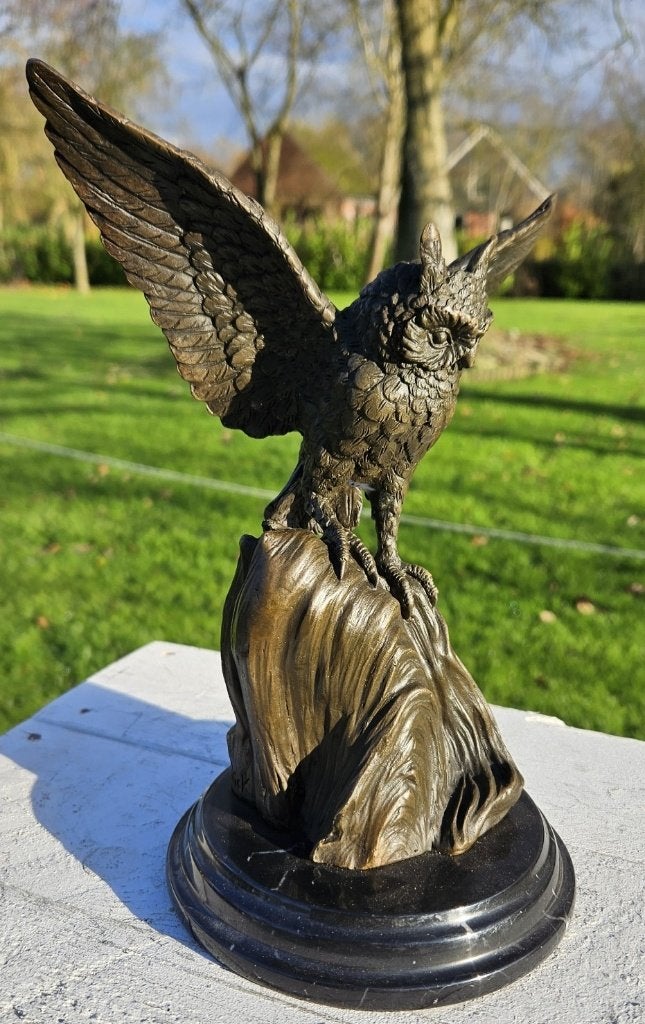 RANSUIL  / VOGEL / BRONZEN BEELD OP MARMEREN VOET, Ophalen of Verzenden, Nieuw, Vogel, Beeldje of Figuurtje