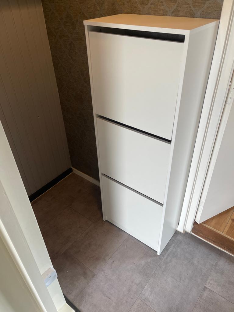 Witte schoenenkast met 3 vakken - 30x50x136 cm, Ophalen of Verzenden, Gebruikt