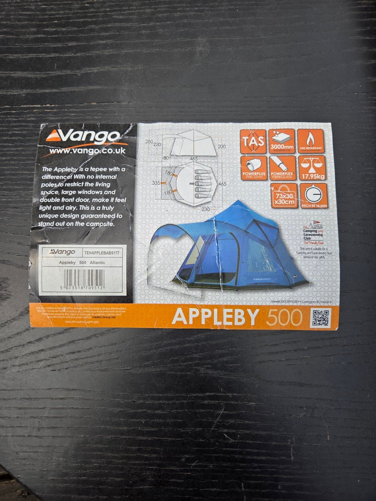Vango Appleby 500 Atlantic - 5-persoons tunneltent, Caravans en Kamperen, Tenten, Ophalen, Gebruikt, Tot en met 5