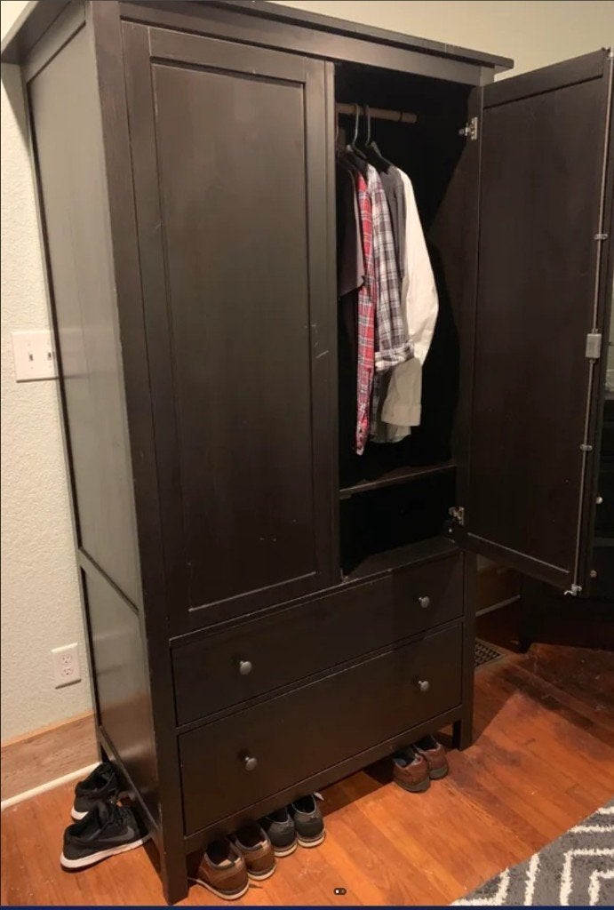 Hemnes kleding kast Ikea zwart, Ophalen, Gebruikt, Kast, 50 tot 70 cm