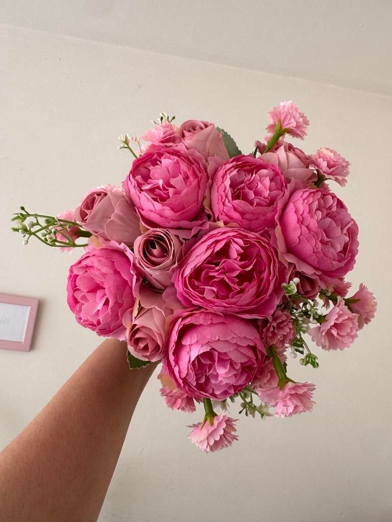 Kleine boeket kunstbloemen, Binnen, Roze, Nieuw, Textiel