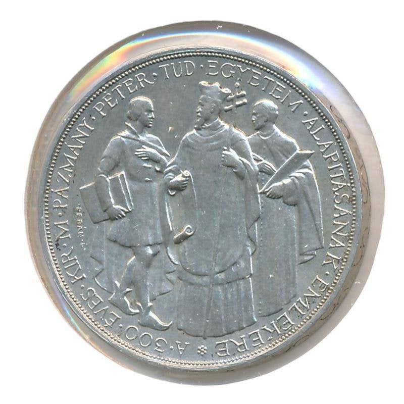 Hongarije 2 Pengö 1935 Pázmány Universitei (Zeer fraai+), Ophalen of Verzenden, Hongarije, Losse munt, Zilver