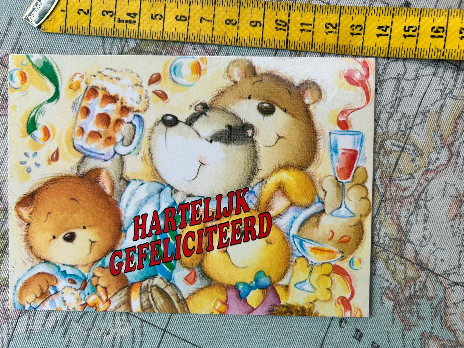 A.127. Oude kinderkaart dieren feest bier, Verzamelen, Ophalen of Verzenden, 1980 tot heden