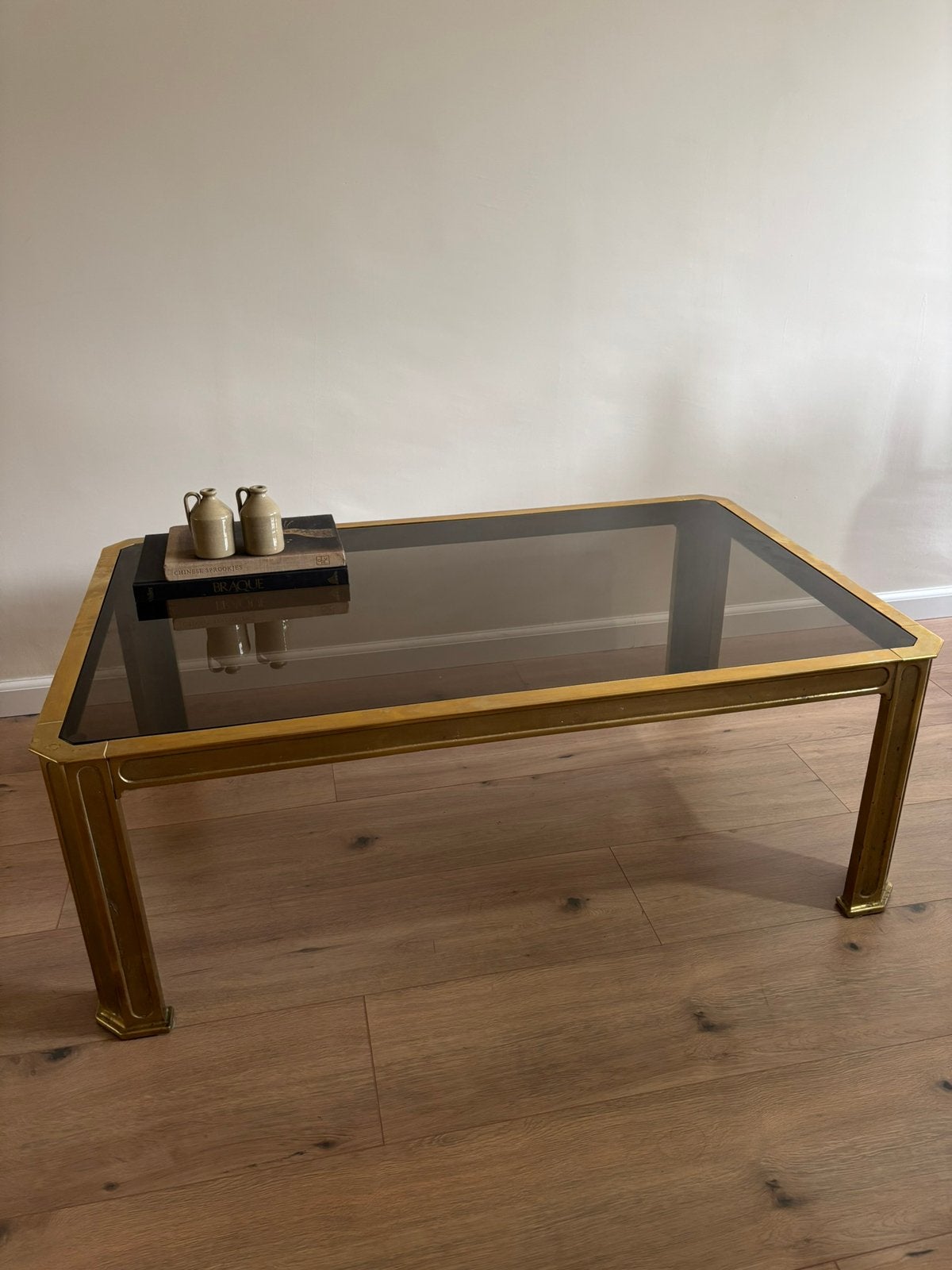Salontafel stijl Peter van Heeck brons rookglas, Huis en Inrichting, Tafels | Salontafels, Ophalen, 100 tot 150 cm, Rond, 50 tot 100 cm