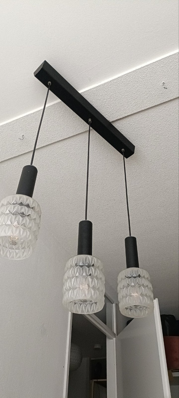 Vintage cascade hanglamp met 3 matglazen kelken, Ophalen of Verzenden