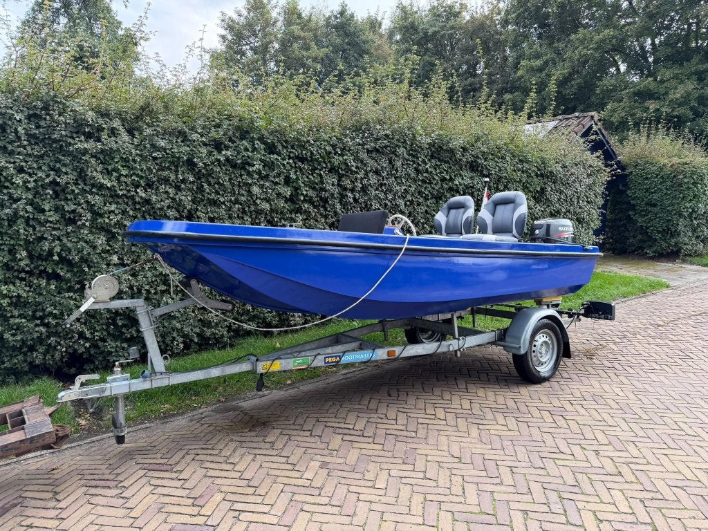 Consoleboot Fiberplast 410 / 25pk Suzuki 4 takt / Trailer, Watersport en Boten, Gebruikt, 4 m, 10 tot 30 pk, Overige merken
