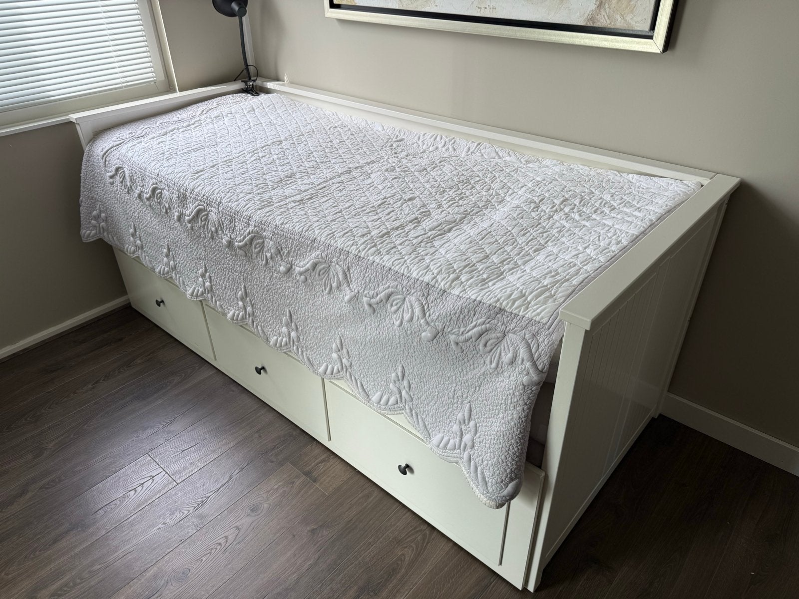 IKEA HEMNES Bedbank 2-persoons met 3 lades, Ophalen, Gebruikt, Wit, Tweepersoons