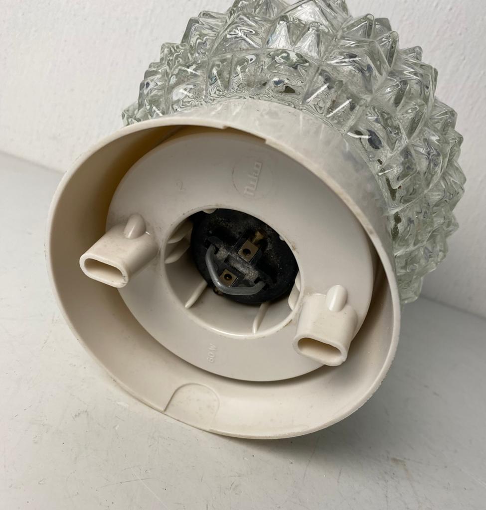 Jaren 70 relief glazen plafondlamp bolletje, Ophalen of Verzenden, Huis en Inrichting