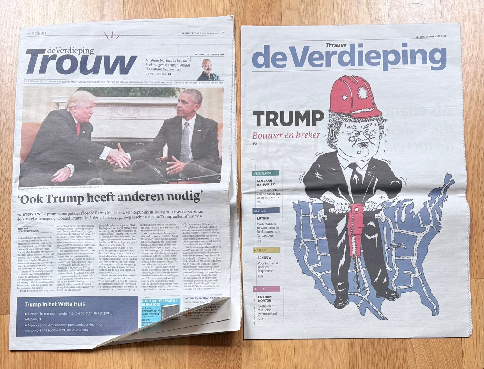 Trouw 11-1-2016 TRUMP & OBAMA The Day After, Verzamelen, Verzenden, 1980 tot heden, Nederland, Krant