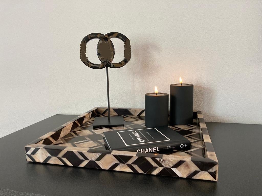 Diga Colmore luxe deco plateau brown/gold/black 40x40  Nieuw, Ophalen of Verzenden, Nieuw, Vierkant, Hout