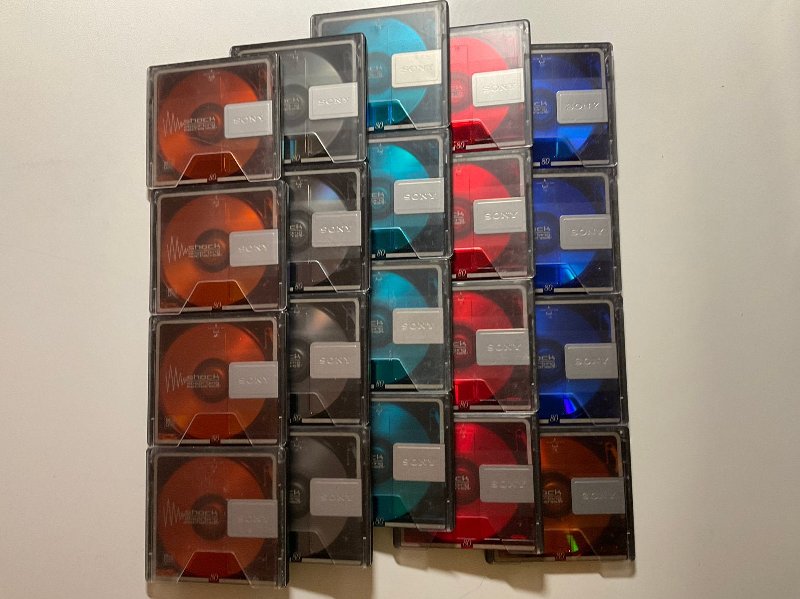 Minidisc’s. SONY COLOR COLECTION 20x als nieuw 80 minuten, Ophalen of Verzenden
