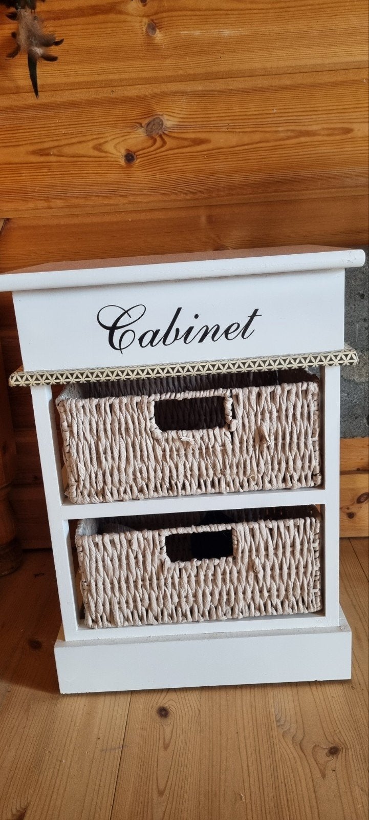 Wit kastje met 2 rieten manden - 'Cabinet', Ophalen, Minder dan 50 cm, Gebruikt, Overige materialen