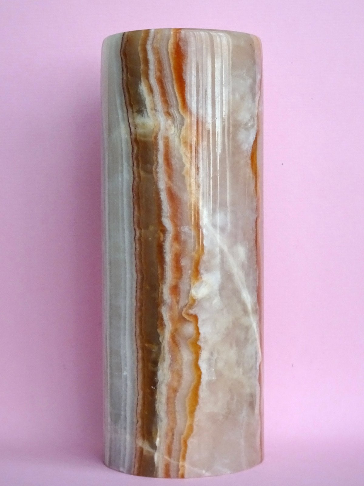Vintage 60s 70s gekleurd onyx steen marmer stenen vaas, Antiek en Kunst, Ophalen