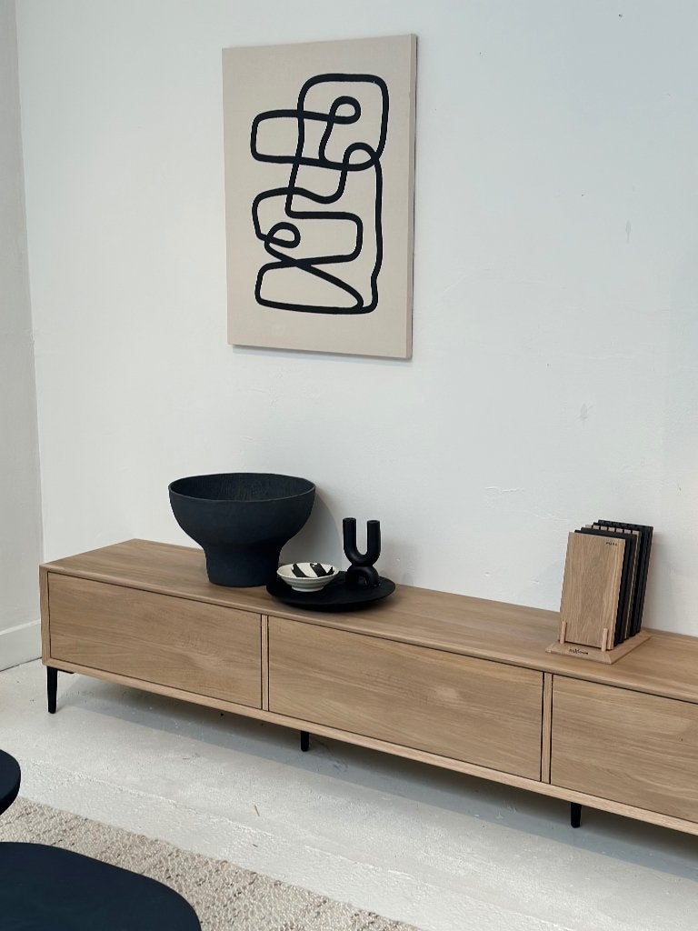 Tv-meubel maatwerk eiken - showmodel - 240 cm, Ophalen, Eikenhout, 200 cm of meer, Minder dan 100 cm