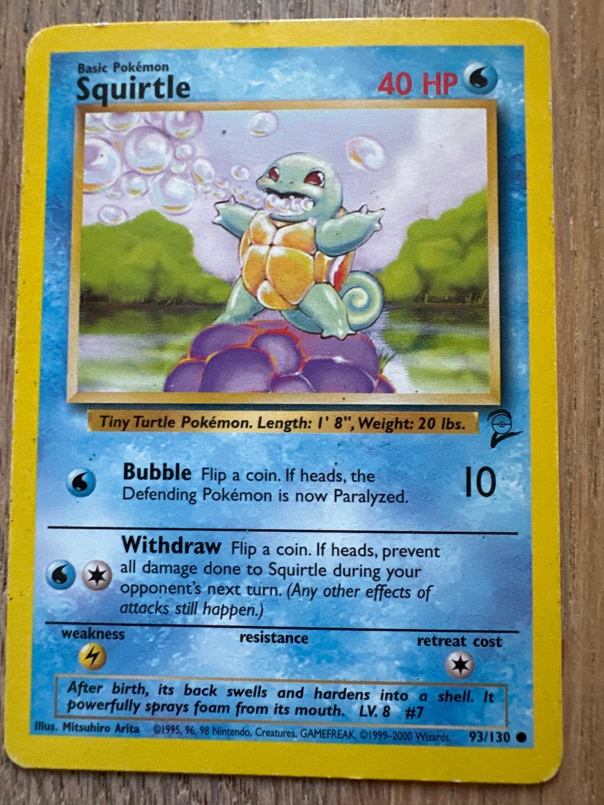 Pokémon Kaart Squirtle 93/130 Base Set 2 (1999-2000), Ophalen, Gebruikt, Losse kaart