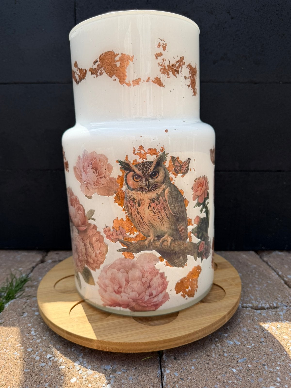 Hand gemaakte decoupage vaas, Huis en Inrichting, Overige kleuren, Nieuw, Ophalen of Verzenden, Glas