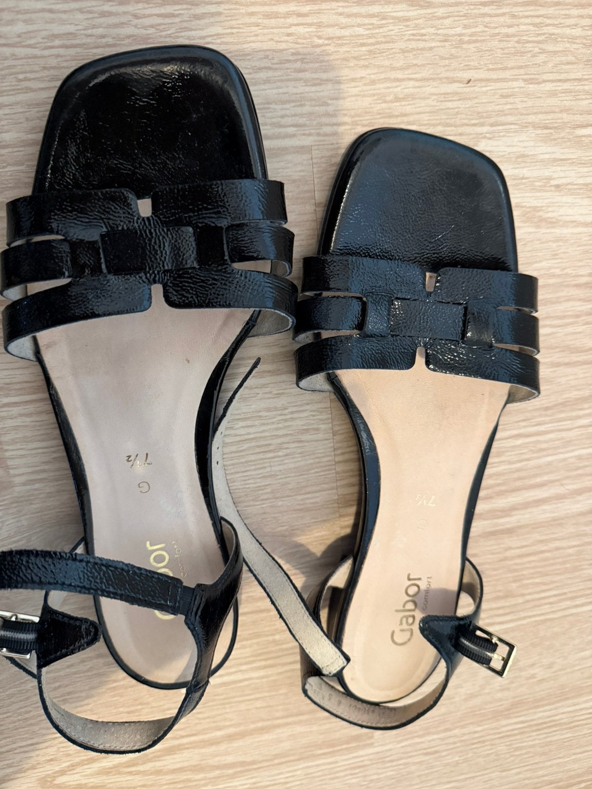 Gabor zwarte sandaaltjes maat 7,5 breedte G, Zwart, Zo goed als nieuw, Sandalen of Muiltjes, Ophalen of Verzenden