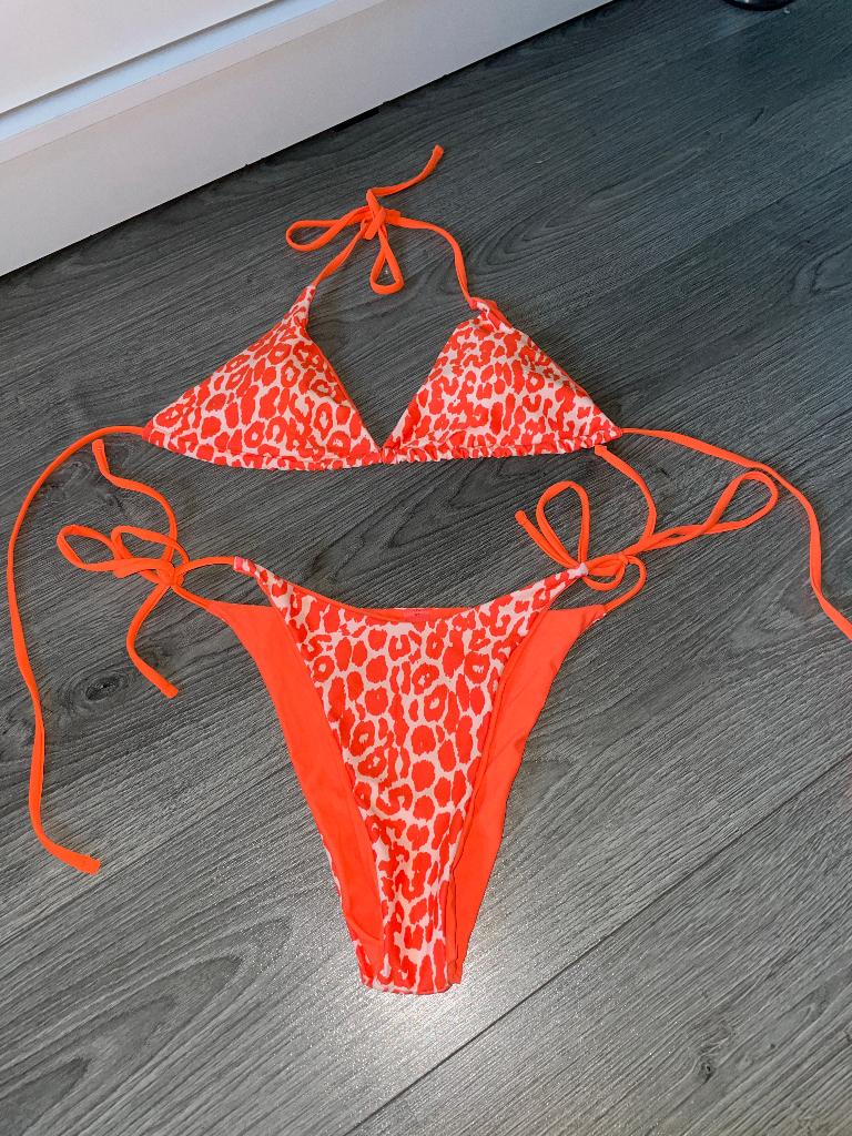oranje panter print traingle bikini zomer strand set mt M, Made in china, Oranje, Ophalen of Verzenden, Zo goed als nieuw