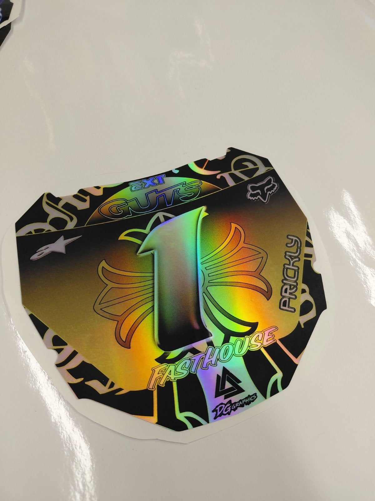 Special Fatbike odi plate sticker Holografisch geel, Motoren, Ophalen of Verzenden