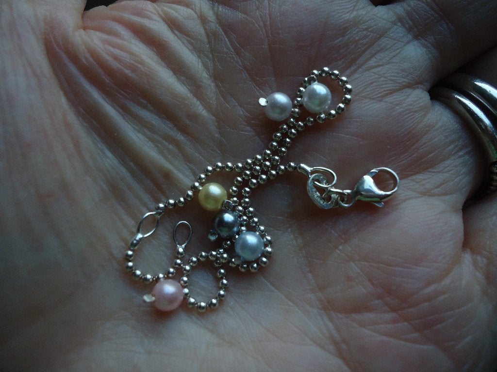 lief echt zilveren armbandje met gekleurde pareltjes 925, Ophalen of Verzenden, Zo goed als nieuw, Zilver, Zilver