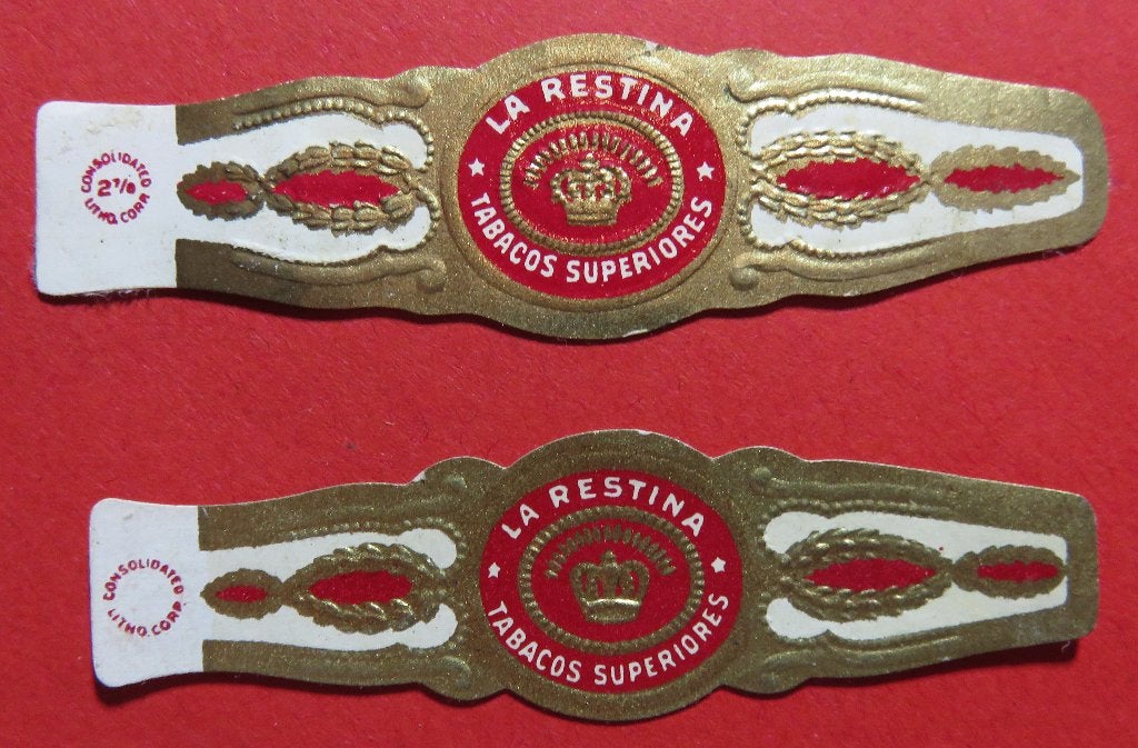 US USA Amerikaans 2x bandje La Restina, Ophalen of Verzenden, Gebruikt, Sigarenbandjes