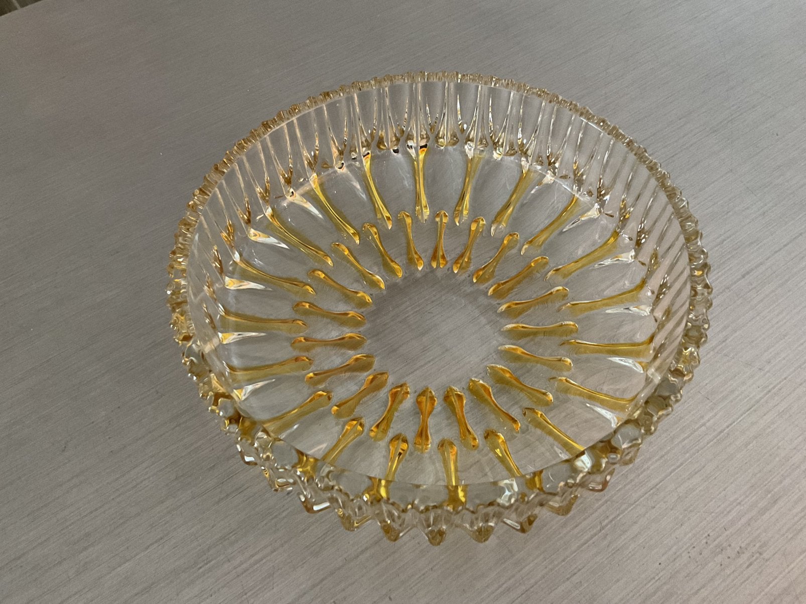 Vintage Walther Glass Mid Century fruitschaal 1950; ø 18 cm, Antiek en Kunst, Antiek | Glas en Kristal, Ophalen of Verzenden