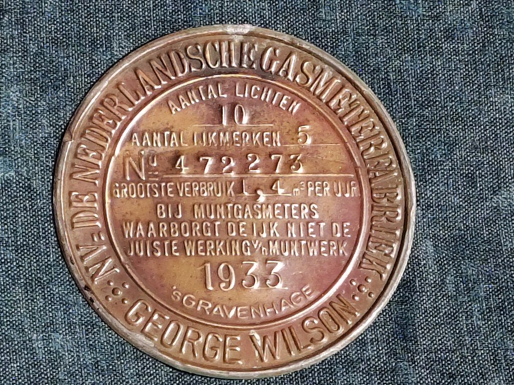 NV.DE NEDERLANDSCHEGASMETERFABRIEK ,GEORGE WILSON, Verzamelen, Automaten | Overige, Ophalen of Verzenden, Gebruikt