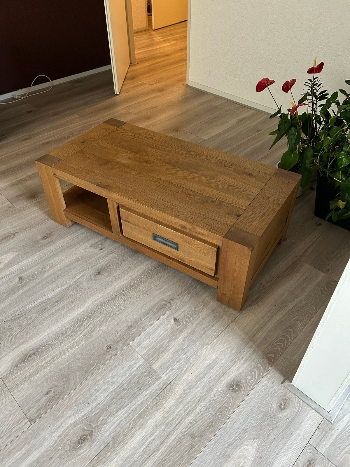Mooie salontafel met lade, Ophalen, Gebruikt, Eikenhout