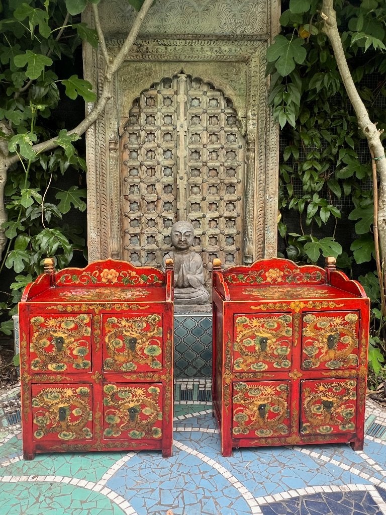 Tibet handbeschilderd ladekastjes set Tibetaans uniek, Huis en Inrichting, Tibet Tibetaans Chinees Chinese asiatique oosters, Gebruikt