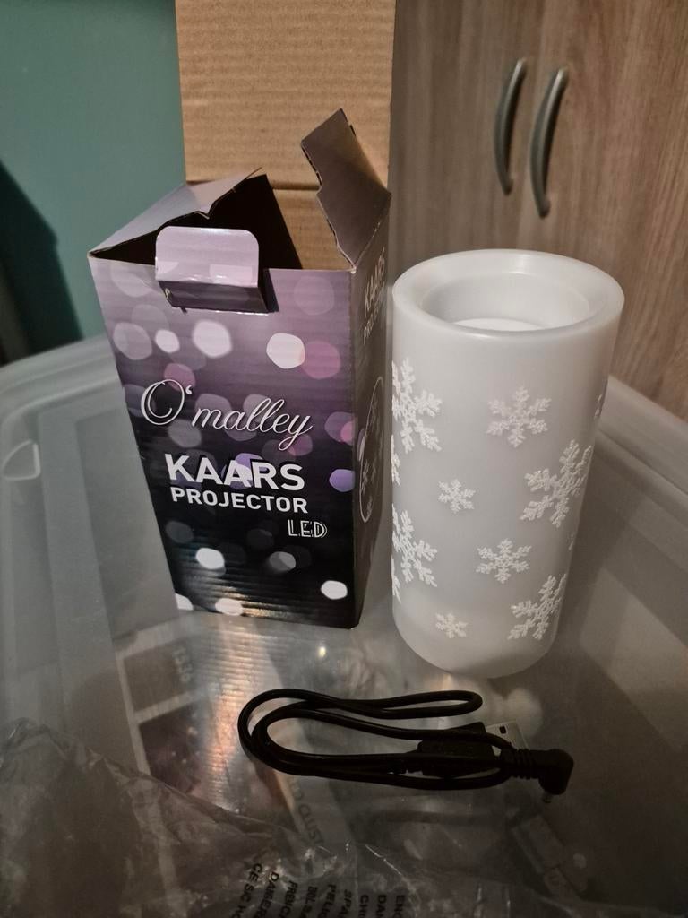 Kaars licht projector sneeuw vlokken kerst, Diversen, Ophalen of Verzenden